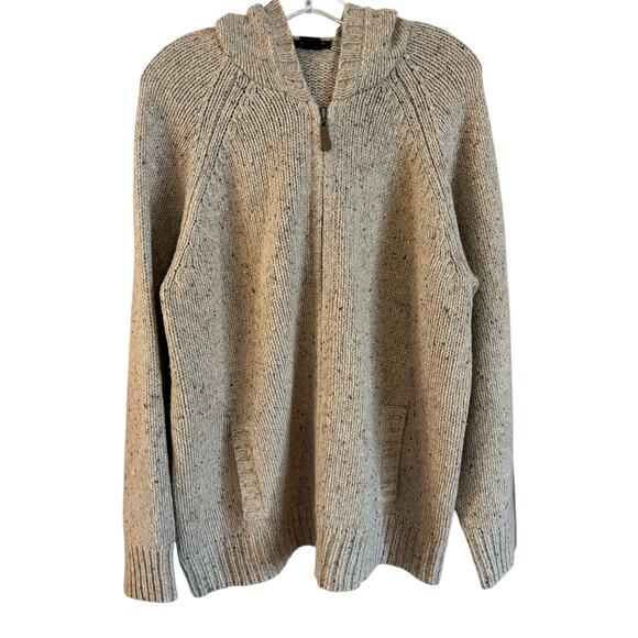 Eddie Bauer Men’s Wool Blend Hoodie Sweater Full Zip Tan Pockets Size XL - Picture 1 of 7